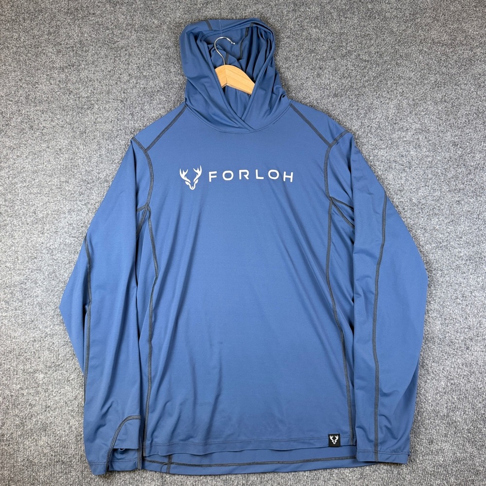 Forloh Solair Sun Hoodie Mens XL Blue Stretch Lightweight Fishing Hunting